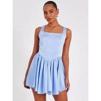 Quiz Blue Satin Corset Mini Dress