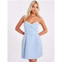 Quiz Pale Blue Wrap Front Mini Dress