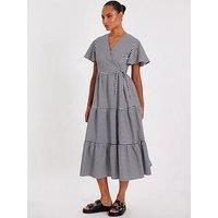 Quiz White Gingham Midaxi Dress