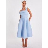 Blue Asymmetric Midi Dress