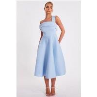 Blue Asymmetric Midi Dress