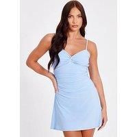 Quiz Light Blue Knot Front Mini Dress