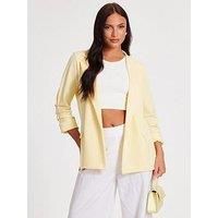 Quiz Light Yellow Ruched Sleeve Blazer