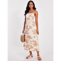 Quiz Cream Floral Print Midi Dress