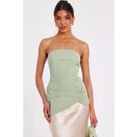 Quiz Women's Light Green Bandeau Wrap Top in Pale Green | Size: 6