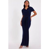 Quiz Navy Cross Front Ruched Maxi Dress