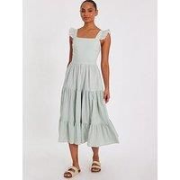Quiz Sage Tiered Midi Dress