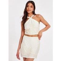 Quiz Stone Embroidered Mini Skirt