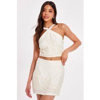 Quiz Women's Stone Embroidered Mini Skirt | Size: 8