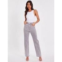 Quiz Grey Denim Diamante Jeans