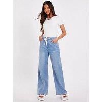 Quiz Denim Drawstring Waist Jeans