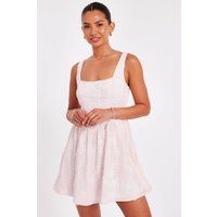 Quiz Women's Pale Pink Chiffon Flower Skater Dress | Size: 14