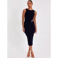 Quiz Women's Navy Petite Buckle Detail Midi Dress | Size: 12