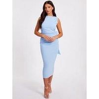 Quiz Petite Light Blue Bow Back Midaxi Dress