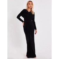 Quiz Women's Black Draped Maxi Dress | Size: 8