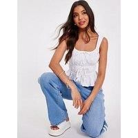 Quiz Women's White Tie Detail Crop Top | Size: 8