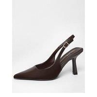 Quiz Brown Patent Sling Back Court Heels