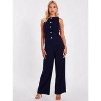 Quiz Women's Navy Waistcoat Jumpsuit | Size: 6