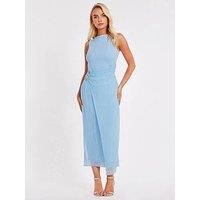 Quiz Pale Blue Mesh Buckle Midaxi Dress