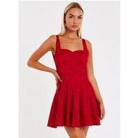 Quiz Women's Red Satin Jacquard Mini Dress | Size: 18