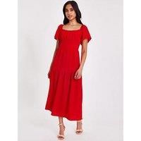 Quiz Petite Red Short Sleeve Midaxi Dress
