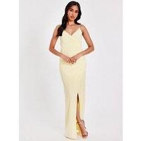 Quiz Petite Lemon Diamante Strap Maxi Dress