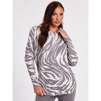 Quiz Women's Multi Zebra Print Batwing Jumper | Size: Small
