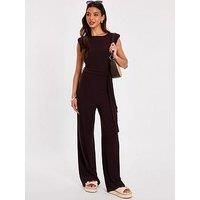 Quiz Brown Tie Waist Jumpsuit
