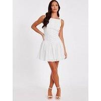 Quiz Women's White Drop Waist Mini Dress | Size: 12