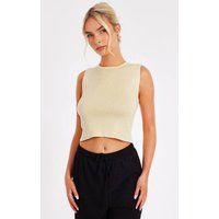 Quiz Women's Yellow Knit Diamante Crop Top | Size: Large
