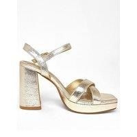 Quiz Wide Fit Gold Platform Heels