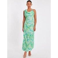Quiz Women's Green Tie Dye Cowl Midaxi Dress | Size: 14