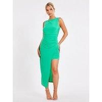 Quiz Green Asymmetric Midaxi Dress
