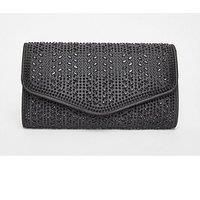 Quiz Black Diamante Clutch Bag