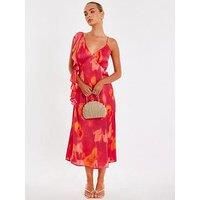 Quiz Women's Pink Satin Marble Midi Dress | Size: 18