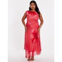 Quiz Women's Coral Curve Mesh Midaxi Dress | Size: 16