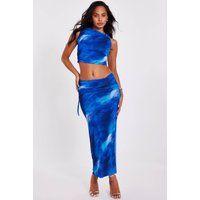 Quiz Blue Mesh Marble Midaxi Skirt