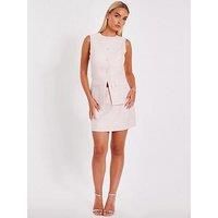 Quiz Pink Boucle Sequin Mini Skirt