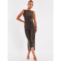 Quiz Women's Green Wrap Midaxi Dress | Size: 16