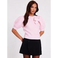 Quiz Women's Pink Puff Sleeve Knit Jumper | Size: Small