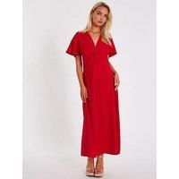 Quiz Women's Red Textured Knot Midi Dress | Size: 8