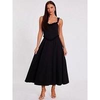 Black Woven Corset Midaxi Dress