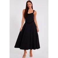 Black Woven Corset Midaxi Dress