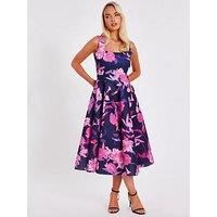 Navy Floral Midaxi Dress