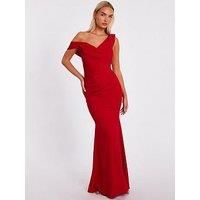 Red Drop Sleeve Maxi Dress