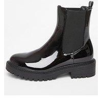 Quiz Black Faux Leather Chelsea Boots