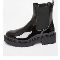 Quiz Wide Fit Black Faux Leather Chelsea Boots