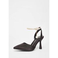 Quiz Women's Black Wide Fit Strap Court Heels | Size: 5