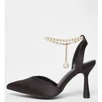 Quiz Women's Black Wide Fit Strap Court Heels | Size: 8