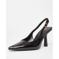 Quiz Women's Black Faux Leather Court Heels | Size: 5